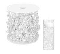 sourcing map Artificial Floating Beads for Centerpieces Vases, 8+3mm 40m Faux Pearls Beads String, Artificial Pearl String for Floating Candle Wedding Party Garland Vase Filler, White