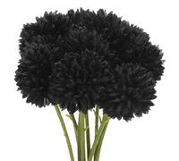 sourcing map Artificial Flower Heads, Silk Chrysanthemum Ball Hydrangea Black Faux Flowers for DIY Craft Wedding and Party Decoration Pack of 10