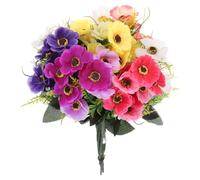 sourcing map Artificial Flowers 12 Bundles, Fake Hydrangea Silk Flowers Artificial Plants with Stems for Garden Spring Wedding Centerpieces Outdoor, 6 Colors