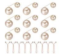 sourcing map Artificial Pearl Brooch Pins, Safety Pins Sweater Shawl Clips for Women, Anti-Exposure Neckline Waist Adjuster for Scarf, T-Shirt, Pants,Gold,Champagne 18pcs,2 Styles