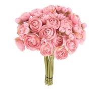 sourcing map Artificial Ranunculus Flowers, 18pcs Dark Pink Faux Silk Flowers Bouquets Flower for DIY Bouquet Home Wedding Centerpieces Floral Arrangements Outdoor