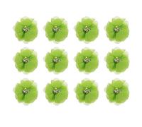 sourcing map Artificial Rhinestone Chiffon Flower Heads, Bright Green Faux Flowers 2 Inch for DIY Craft Wedding and Party Decoration Pack of 12