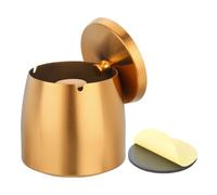 sourcing map Ash Tray with Lid for Cigarette, Stainless Steel Windproof Ash Tray for Home Office Tabletop Patio Outdoor, Extra Large, Rose Gold