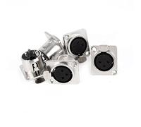 sourcing map Audio XLR 3 Pin Female Chassis Panel Mount Socket Connector 5 Pcs Silver Tone