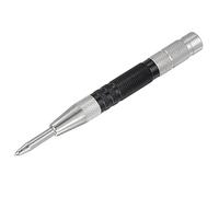 sourcing map Automatic Center Punch, 6-Inch Spring-Loaded Center Hole Puncher Marker Hand Tool Adjustable Black + Silver Tone for Wood Metal Plastic