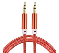 sourcing map Aux Cable 3.5mm Male to Male Nylon Braided Cord 3Ft 3 Pole Stereo Sound Auxiliary Cable Red for Earphones, Smart Phones, Home/Car Stereos, Speakers, Computers
