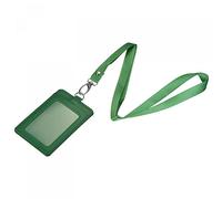 sourcing map Badge Holder 11x7.4cm Vertical PU ID Card Holder with Rivet Detachable Neck Lanyard Green