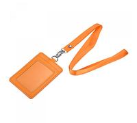sourcing map Badge Holder 11x7.4cm Vertical PU ID Card Holder with Rivet Detachable Neck Lanyard Orange