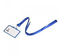 sourcing map Badge Holder 9.2x6.5cm Horizontal Aluminum ID Holder with Metal Hook Detachable Neck Lanyard, Blue