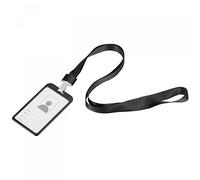 sourcing map Badge Holder 9.5x5.8cm Vertical Aluminum ID Holder with Metal Hook Detachable Neck Lanyard, Black