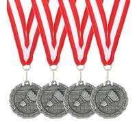 sourcing map Badminton Medals 2 Inch, Iron Award Medals with Neck Ribbon for Team Sports Games Competitions Party Favors 4 Pieces