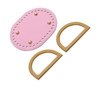 sourcing map Bag Bases for Crochet, 5.7" x 4.3" Oval Bag Bottom Shaper with D-Shaped Handles, Crochet Base Purse Bottom for DIY Shoulder Bag Handbag Making Supplies Pink