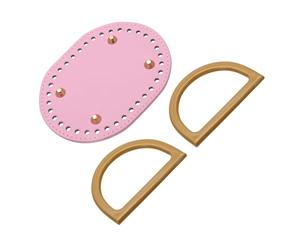 sourcing map Bag Bases for Crochet, 5.7" x 4.3" Oval Bag Bottom Shaper with D-Shaped Handles, Crochet Base Purse Bottom for DIY Shoulder Bag Handbag Making Supplies Pink