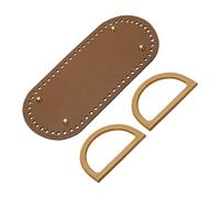 sourcing map Bag Bases for Crochet, 9.8" x 4.7" Oval Bag Bottom Shaper with D-Shaped Handles, Crochet Base Purse Bottom for DIY Shoulder Bag Handbag Making Supplies Brown