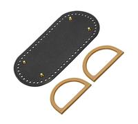sourcing map Bag Bases for Crochet, 9.8" x 4.7" Oval Bag Bottom Shaper with D-Shaped Handles, Crochet Base Purse Bottom for DIY Shoulder Bag Handbag Making Supplies Black