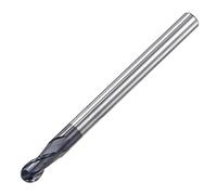 sourcing map Ball Nose End Mill 2mm Tip Radius Solid Carbide AlTiSin Coated CNC Router Bits 2 Flute Spiral Milling Cutter HRC45 with 4mm Shank 50mm (2-inch) Length