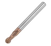 sourcing map Ball Nose End Mill 3mm Tip Radius Solid Carbide AlTiSin Coated CNC Router Bits 2 Flute Spiral Milling Cutter HRC55 with 6mm Shank 100mm (4-inch) Length