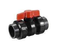 sourcing map Ball Valve, 1-1/2" Slip PE Socket End True Union Valve T-Handle Water Shut-Off Valve for Irrigation and Water Treatment Black Red