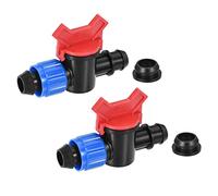 sourcing map Ball Valve 21mm(with Lock) x 19mm Barb Connector with Gasket Shut Off Switch Plastic for Irrigation Drip Tube 2Pcs