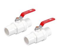 sourcing map Ball Valve, 25mm ID PVC Socket End Shut off Valve for Aquarium Setup, Sump Pump, Pool, Garden Sprinkler White Red 2Pcs