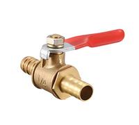 sourcing map Ball Valve Shut-off Valve, 8mm Hose Barb to 8mm Hose Barb, for Air Gas Water Fuel, 180 Degree Operation Handle, Metal Valve, Pack of 1