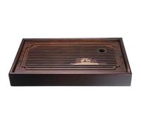 sourcing map Bamboo Chinese Gong Fu Tea Tray 11.8" Exquisite Carving Patterns Tea Tray Bamboo Tea Table Furniture Vintage Tea with Water Storage Box for Drinking Tea Brown
