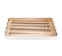 sourcing map Bamboo Chinese Gong Fu Tea Tray 14.2" Classic Tea Tray Bamboo Tea Table Furniture Vintage Tea with Water Storage Box for Drinking Tea Yellow White