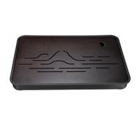 sourcing map Bamboo Chinese Gong Fu Tea Tray 14.4" Beautiful Mountain Pattern Tea Tray Bamboo Tea Table Furniture Vintage Tea with Water Storage Box for Drinking Tea Brown Black
