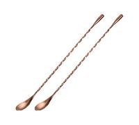sourcing map Bar Cocktail Mixing Spoon, 2Pcs 12-Inch Stainless Steel Long Handle Spiral Handle Drink Mixing Spoons for Glass or Shaker, Rose Gold