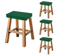 sourcing map Bar Stool Cover Rectangle, Stretch Washable Saddle Counter Vanity Barstool Slipcover Seat Cushion Protector with Elastic Band for Wooden Metal Bench Chair(Green, 4Pcs)