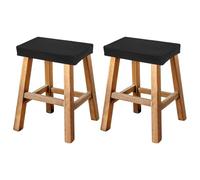 sourcing map Bar Stool Cover Rectangle, Stretch Washable Saddle Counter Vanity Barstool Slipcover Seat Cushion Protector with Elastic Band for Wooden Metal Bench Chair(Black, 2Pcs)