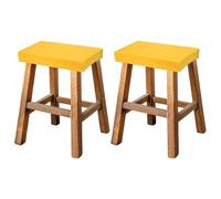 sourcing map Bar Stool Cover Rectangle, Stretch Washable Saddle Counter Vanity Barstool Slipcover Seat Cushion Protector with Elastic Band for Wooden Metal Bench Chair(Yellow, 2Pcs)