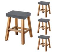 sourcing map Bar Stool Cover Rectangle, Stretch Washable Saddle Counter Vanity Barstool Slipcover Seat Cushion Protector with Elastic Band for Wooden Metal Bench Chair(Gray, 4Pcs)