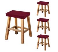 sourcing map Bar Stool Cover Rectangle, Stretch Washable Saddle Counter Vanity Barstool Slipcover Seat Cushion Protector with Elastic Band for Wooden Metal Bench Chair(Wine Red, 4Pcs)