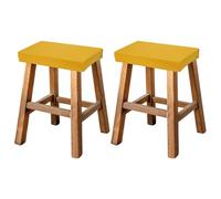 sourcing map Bar Stool Cover Rectangle, Stretch Washable Saddle Counter Vanity Barstool Slipcover Seat Cushion Protector with Elastic Band for Wooden Metal Bench Chair(Dark Yellow, 2Pcs)