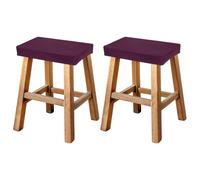 sourcing map Bar Stool Cover Rectangle, Stretch Washable Saddle Counter Vanity Barstool Slipcover Seat Cushion Protector with Elastic Band for Wooden Metal Bench Chair(Dark Purple, 2Pcs)