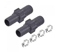 sourcing map Barb Hose Fitting 20mm to 17mm Straight Coupler Quick Connector Adapter with 16-25mm Adjustable Clamps for Water Fuel Air Oil Gas, 2 Set