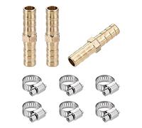 sourcing map Barb Hose Fitting, 8x39mm Straight Coupler Quick Connector Adapter with 6-12mm Adjustable Stainless Steel Hose Clamps, for Water Fuel Air Oil Gas 3 Set