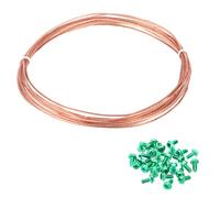 sourcing map Bare Copper Ground Wire, 18 Gauge 10Ft Solid Braided Copper Cables Electronic Metallic Wire with 10Pcs #8-32 x 5/16 Inch Green Screws for Light Fixtures Fans Electrical Equipment