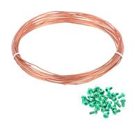 sourcing map Bare Copper Ground Wire, 18 Gauge 20Ft Solid Braided Copper Cables Electronic Metallic Wire with 25Pcs #8-32 x 5/16 Inch Green Screws for Light Fixtures Fans Electrical Equipment