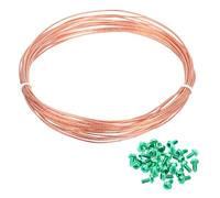 sourcing map Bare Copper Ground Wire, 18 Gauge 25Ft Solid Braided Copper Cables Electronic Metallic Wire with 30Pcs #8-32 x 5/16 Inch Green Screws for Light Fixtures Fans Electrical Equipment