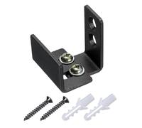 sourcing map Barn Door Bottom Floor Guide, Adjustable U Bracket Flush Design Bottom Flat Swing Stopper Carbon Steel Sliding Barn Door Hardware Kit for Door Closet Cabinet, Black