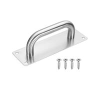 sourcing map Barn Door Handles, 20cm Stainless Steel Heavy Duty Door Plate Handle Pull Commercial Gate Handles with Screws for Garage Shed, Rectangle, 7.9" x 2.6", Silver