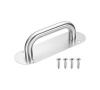 sourcing map Barn Door Handles, 20cm Stainless Steel Heavy Duty Door Plate Handle Pull Commercial Gate Handles with Screws for Garage Shed, Oval, 7.9" x 2.6", Silver