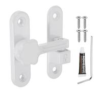 sourcing map Barn Door Lock, 90/180 Degree Flip Barn Door Lock Zinc Alloy Sliding Security Latch with Screws & Nail-Free Adhesive for Garden Bathroom Garage, White