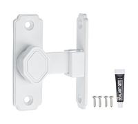 sourcing map Barn Door Lock, 90 Degree Flip Barn Door Lock, Aluminium Alloy Sliding Security Latch with Screws & Nail-Free Adhesive for Garden Bathroom Garage, White
