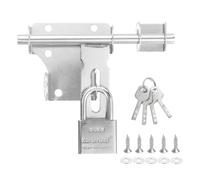 sourcing map Barrel Bolt Latch, 4 Inch Stainless Steel Slide Gate Latch Locks, Door Security Bolt Locks with Screws and Padlock for Bedroom Door Window, Silver