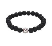 sourcing map Baseball Bracelet Gifts for Men, Beaded Stretch Bracelet for Men Ideas for Birthday/Valentine/Christmas with Card Velvet Bag, Black