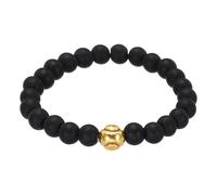 sourcing map Baseball Bracelet Gifts for Men, Beaded Stretch Bracelet for Men Ideas for Birthday/Valentine/Christmas with Card Velvet Bag, Black Gold