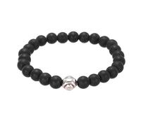 sourcing map Baseball Bracelet Gifts for Men, Beaded Stretch Bracelet for Men Ideas for Birthday/Valentine/Christmas with Card Velvet Bag, Black Silver